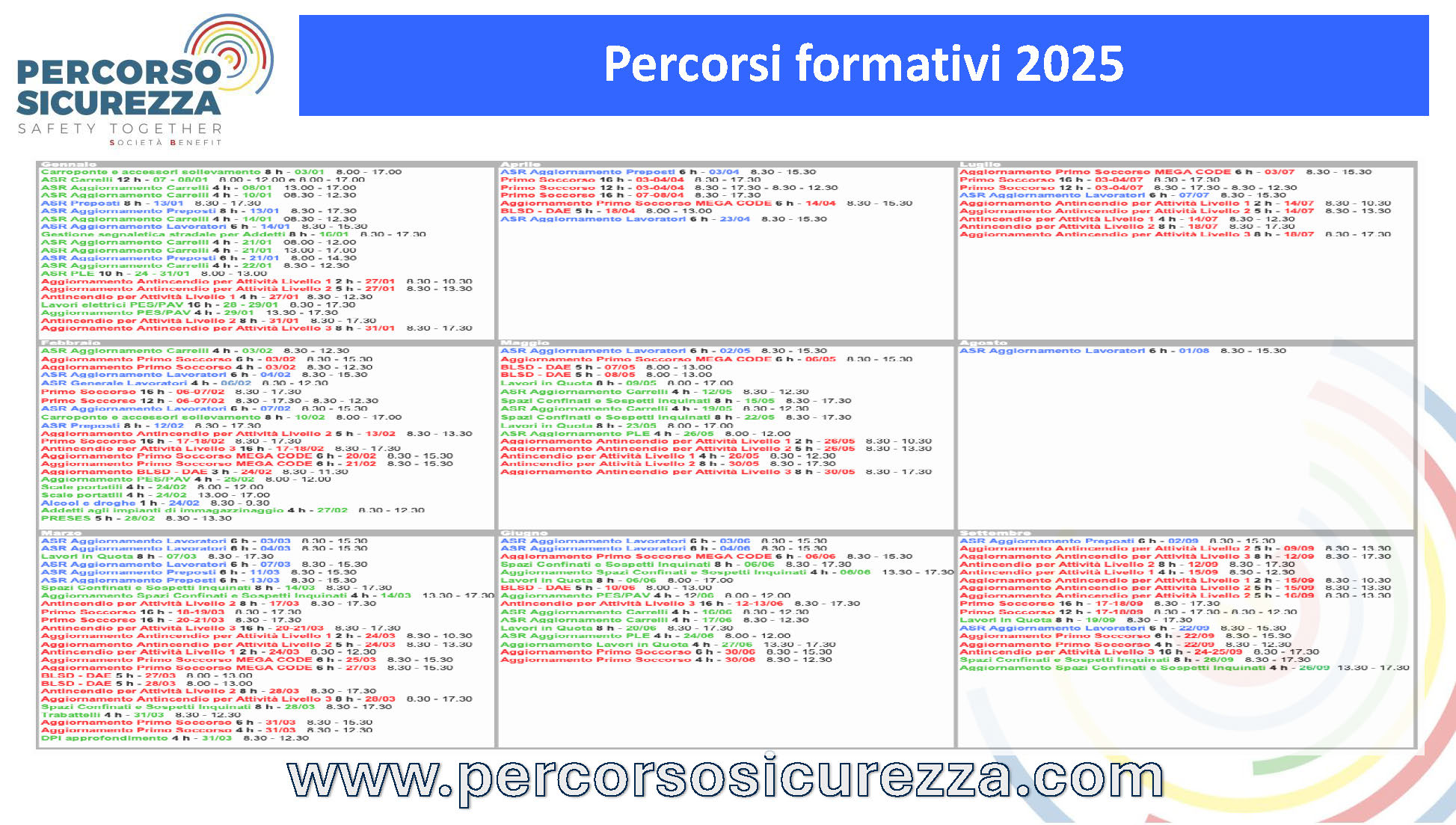 Informativa 01-25: Calendario Attività 2025